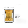 Haonai borosilicate glass cup double wall mug man body shape mug for whiskey and beer